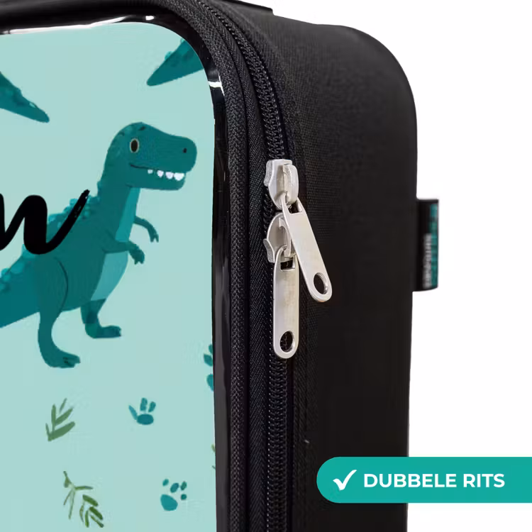 Dinos - Patroon - Groen Kinderkoffer - Zwart klein -rits_NL
