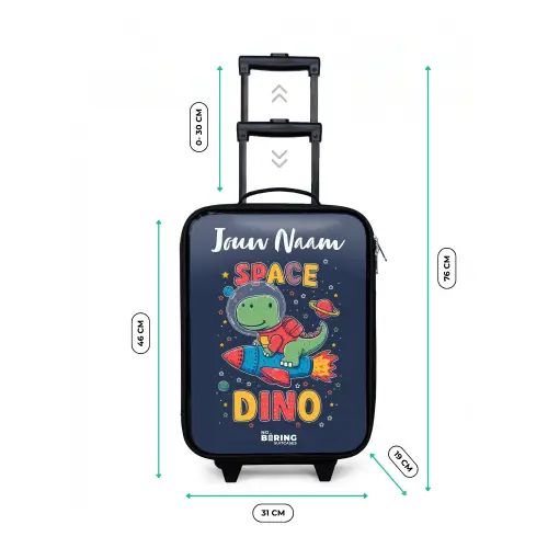 Dinosaurus - Groen - Raket - Sterrenhemel Kinderkoffer - Zwart klein -productfoto_formaten