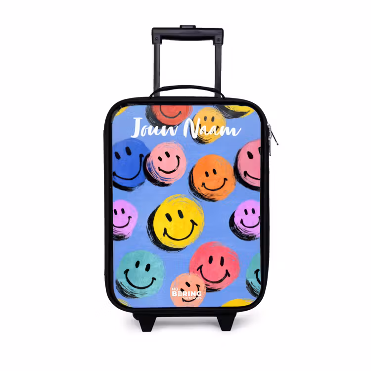 Een speels en kunstzinnig patroon van kleurrijke smileys Kinderkoffer - Zwart klein -3d