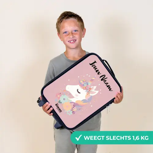 Eenhoorn - Roze - Bloemen Kinderkoffer - Zwart klein -sfeer4_NL