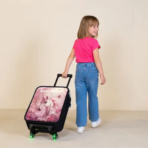 Eenhoorn - Roze - Vlinder - Bloemen Kinderkoffer - Zwart klein -sfeer1