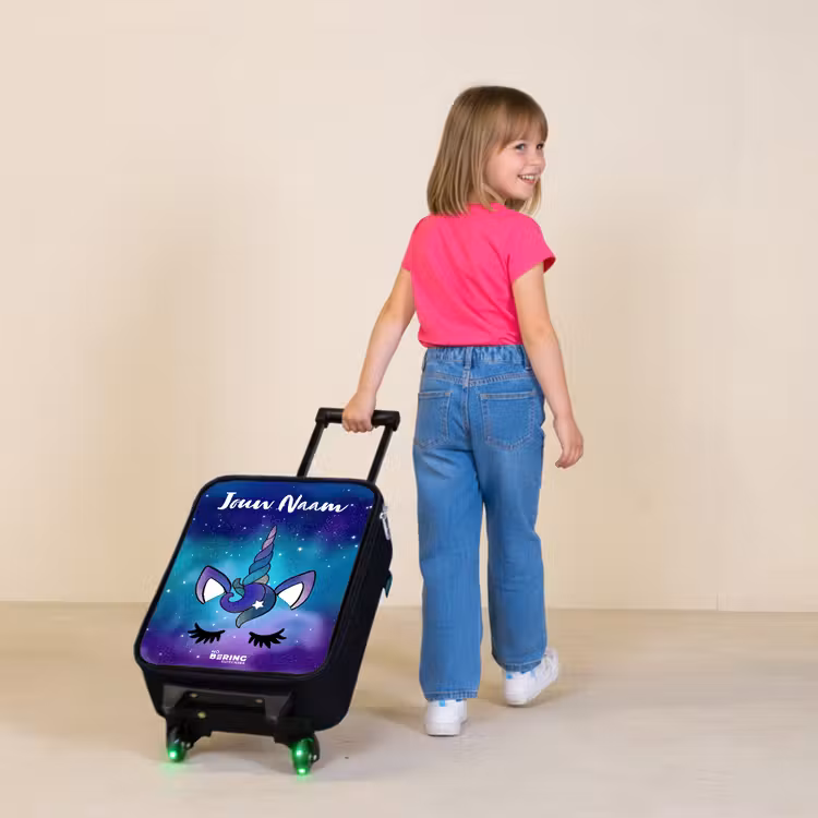 Eenhoorn - Sterrenhemel - Blauw Kinderkoffer - Zwart klein -sfeer1