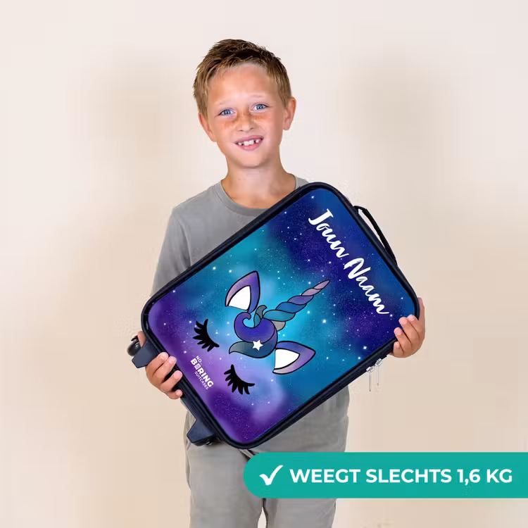 Eenhoorn - Sterrenhemel - Blauw Kinderkoffer - Zwart klein -sfeer4_NL