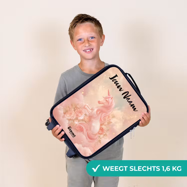 Eenhoorn - Wolken - Roze Kinderkoffer - Zwart klein -sfeer4_NL