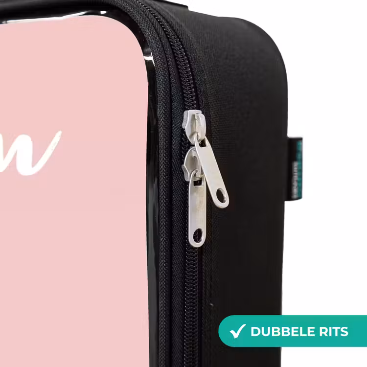 Giraffe - Wimpers - Minimalistisch - Roze Kinderkoffer - Zwart klein -rits_NL