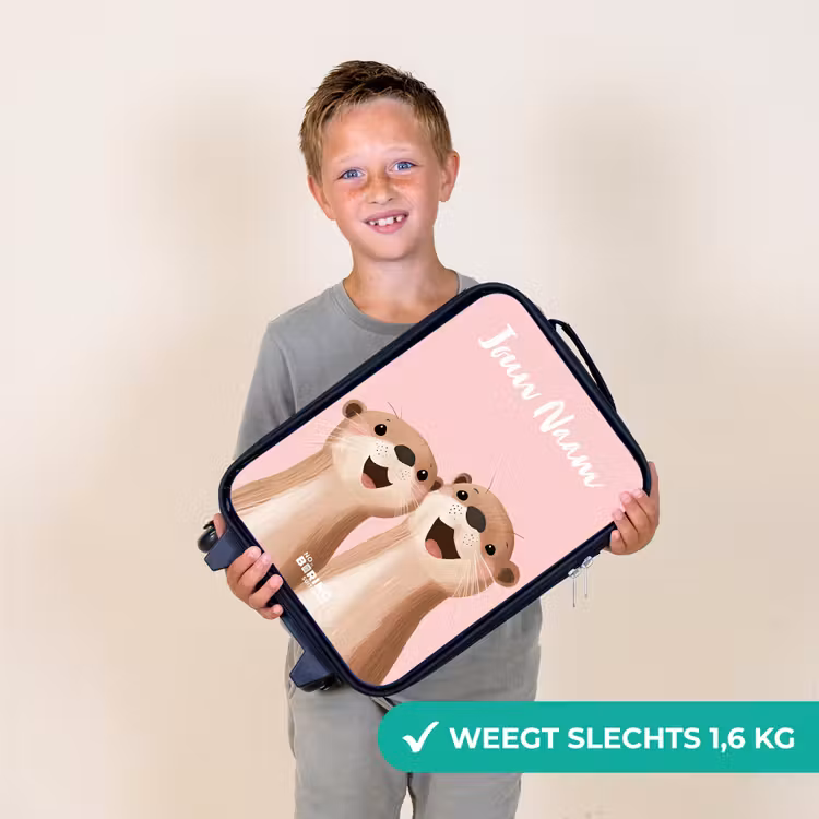 Glimlach - Otters - Roze - Illustratie Kinderkoffer - Zwart klein -sfeer4_NL