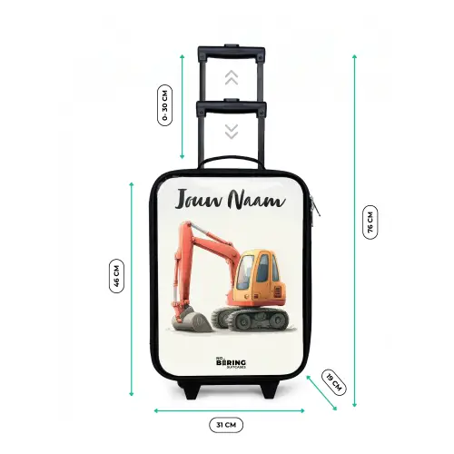 Graafmachine - Getekend - Oranje Kinderkoffer - Zwart klein -productfoto_formaten