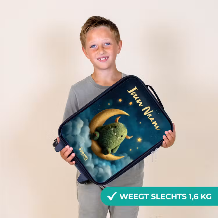 Groen monster op maansikkel Kinderkoffer - Zwart klein -sfeer4_NL