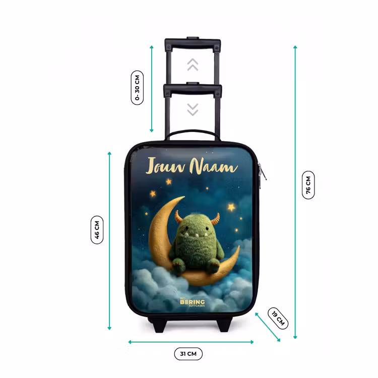 Groen monster op maansikkel Kinderkoffer - Zwart klein -productfoto_formaten