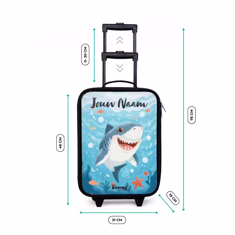 Haai - Water - Zee Kinderkoffer - Zwart klein -productfoto_formaten