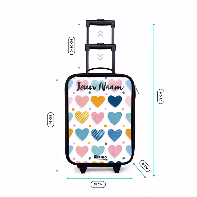 Hartjes - Pastel - Patroon Kinderkoffer - Zwart klein -productfoto_formaten