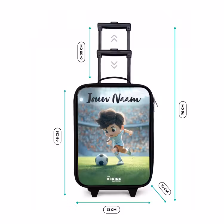 Jongen - Stadion - Voetbal - Zonlicht Kinderkoffer - Zwart klein -productfoto_formaten