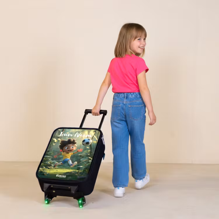 Jongen - Voetbal - Bos - Bomen Kinderkoffer - Zwart klein -sfeer1