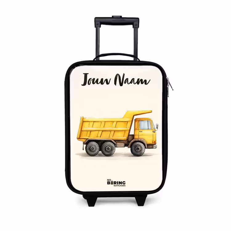 Kiepwagen - Getekend - Geel Kinderkoffer - Zwart klein -3d