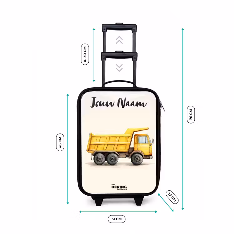 Kiepwagen - Getekend - Geel Kinderkoffer - Zwart klein -productfoto_formaten