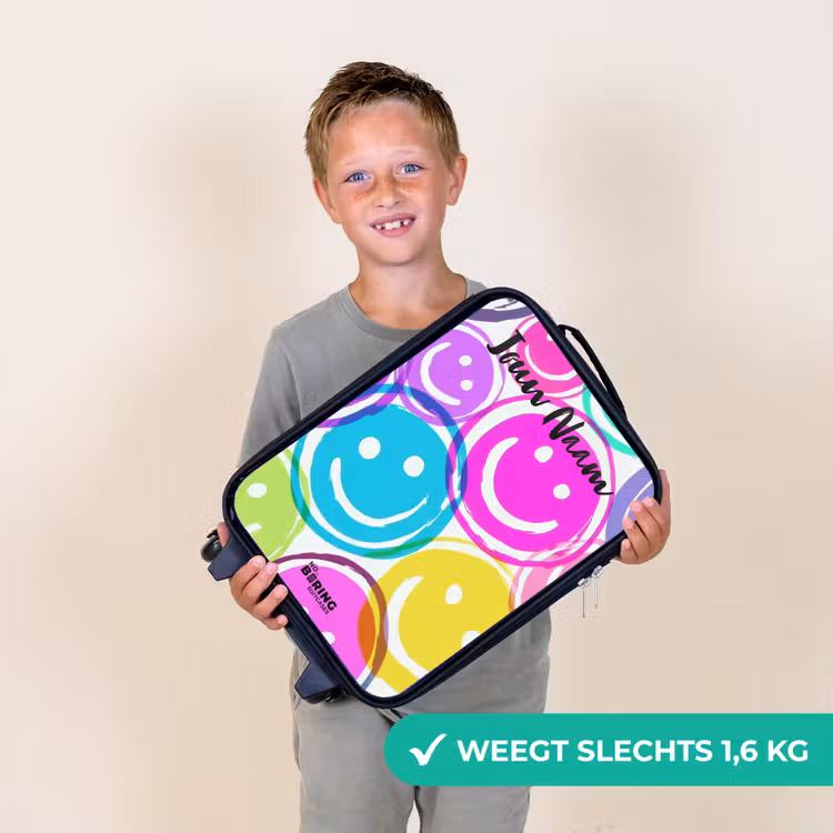 Kleurrijke glimlachexplosie Kinderkoffer - Zwart klein -sfeer4_NL