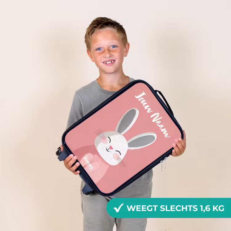 Konijn - Blosje - Stippen - Roze Kinderkoffer - Zwart klein -sfeer4_NL