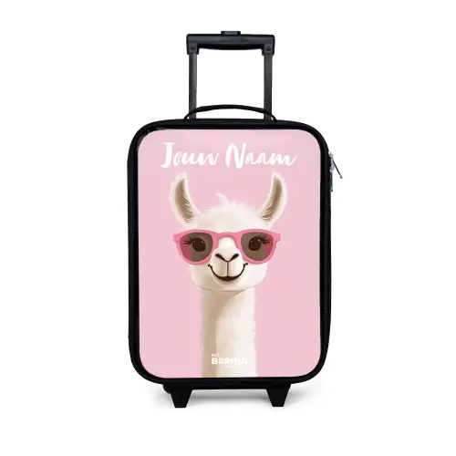 Lama - Wit - Zonnebril - Wimpers Kinderkoffer - Zwart klein -3d