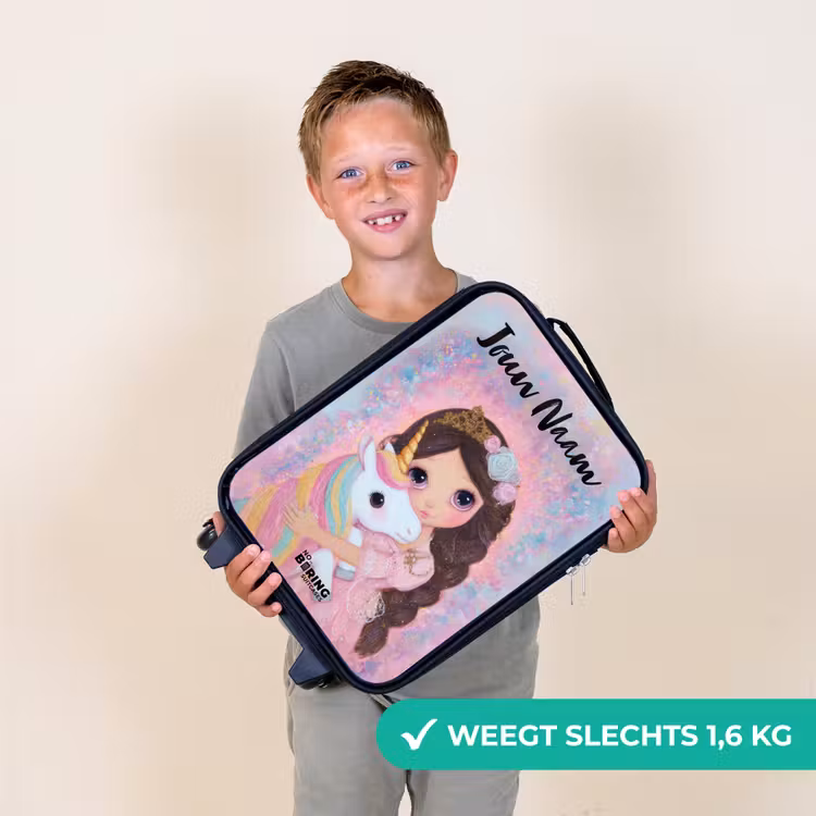 Meisje - Eenhoorn - Glitter Kinderkoffer - Zwart klein -sfeer4_NL
