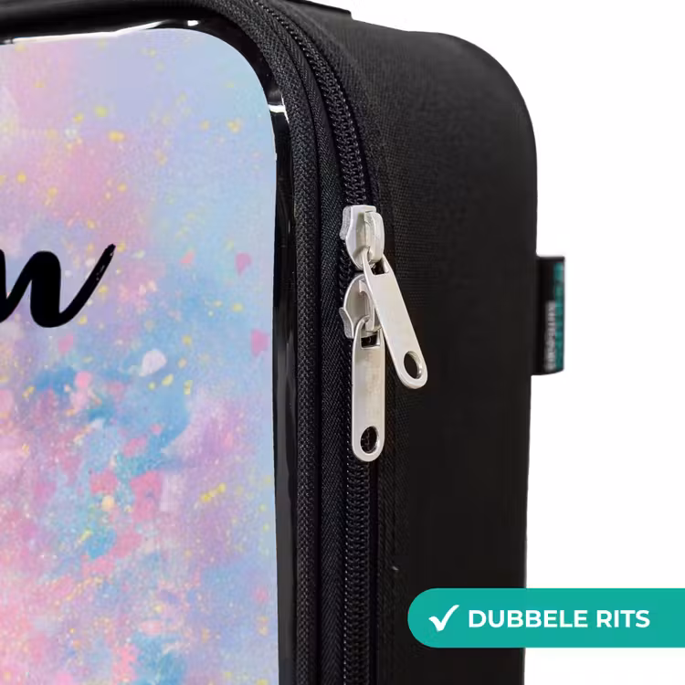 Meisje - Eenhoorn - Glitter Kinderkoffer - Zwart klein -rits_NL