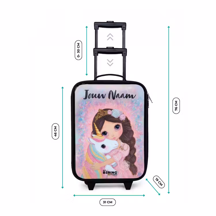 Meisje - Eenhoorn - Glitter Kinderkoffer - Zwart klein -productfoto_formaten