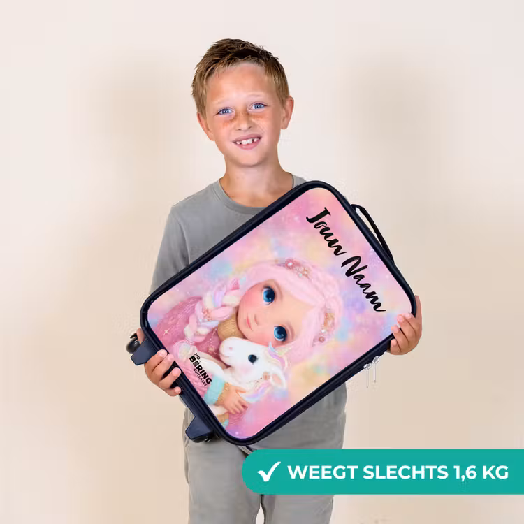 Meisje - Eenhoorn - Roze Kinderkoffer - Zwart klein -sfeer4_NL