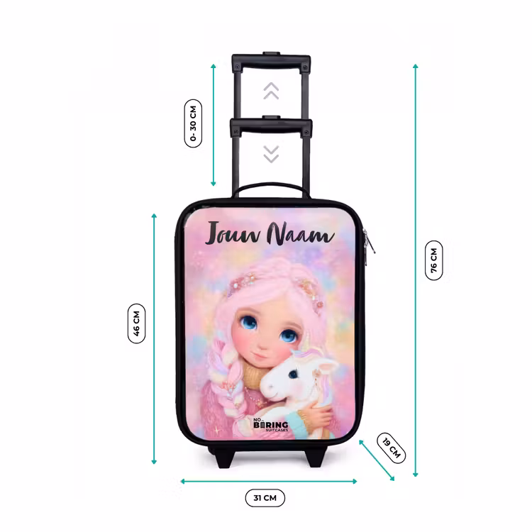 Meisje - Eenhoorn - Roze Kinderkoffer - Zwart klein -productfoto_formaten