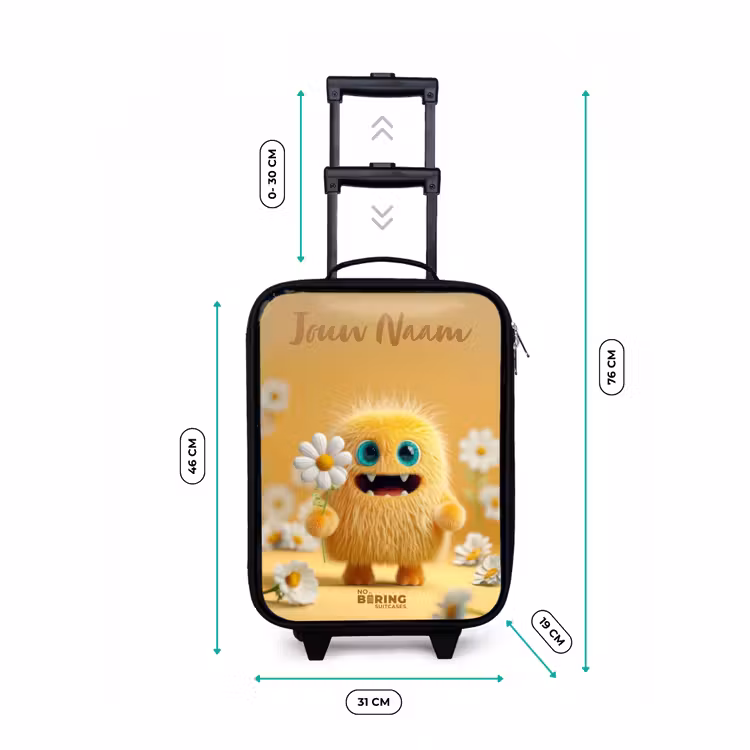 Monster - Wezen - Bloem - Geel Kinderkoffer - Zwart klein -productfoto_formaten
