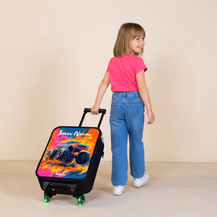 Monstertruck - Abstract - Verfspatten - Kleurrijk Kinderkoffer - Zwart klein -sfeer1