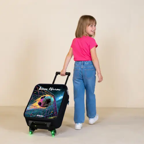 Neon - Net - Voetbal - Kleurrijk Kinderkoffer - Zwart klein -sfeer1