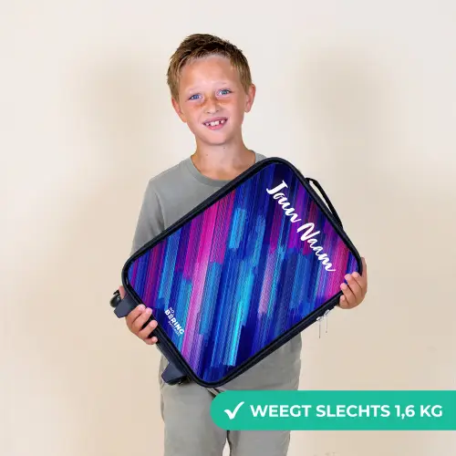Neon - Strepen - Abstract - Blauw - Roze Kinderkoffer - Zwart klein -sfeer4_NL