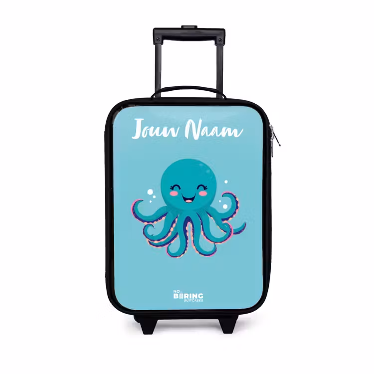 Octopus - Water - Blauw Kinderkoffer - Zwart klein -3d