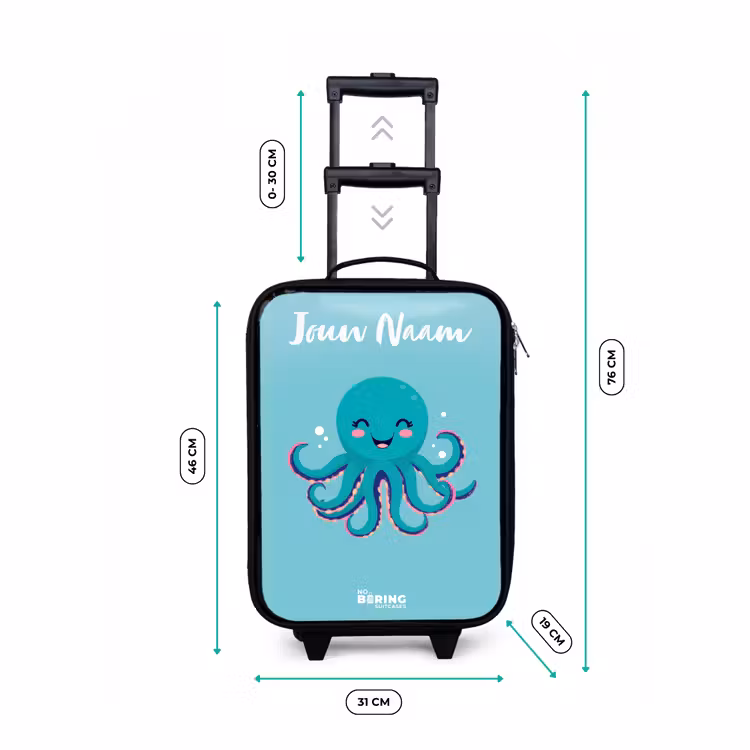 Octopus - Water - Blauw Kinderkoffer - Zwart klein -productfoto_formaten