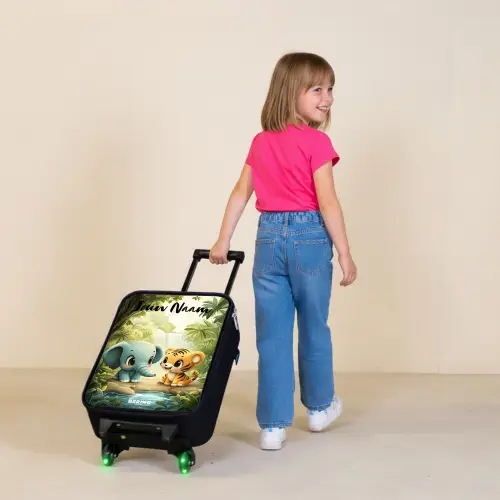 Olifant - Tijger - Bos - Jungle Kinderkoffer - Zwart klein -sfeer1