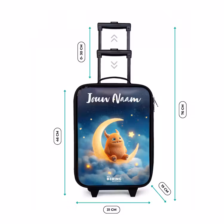Oranje monster op maansikkel Kinderkoffer - Zwart klein -productfoto_formaten