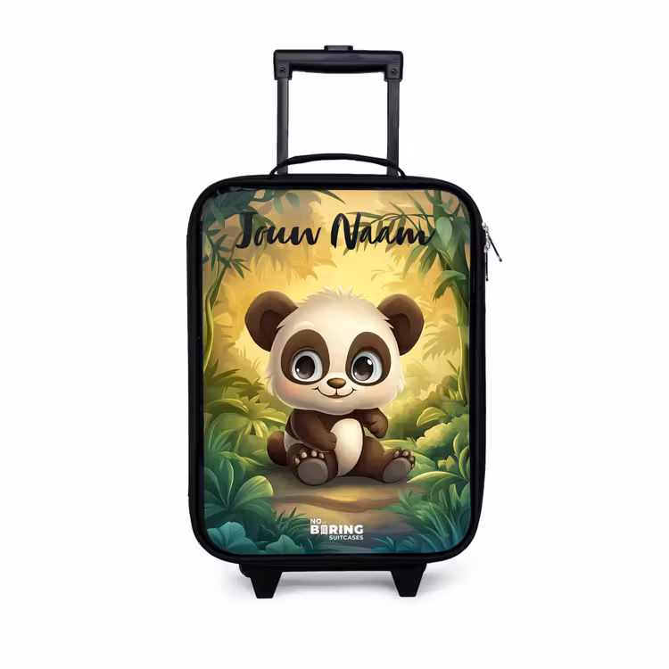 Panda - Bamboebos - Groen Kinderkoffer - Zwart klein -3d