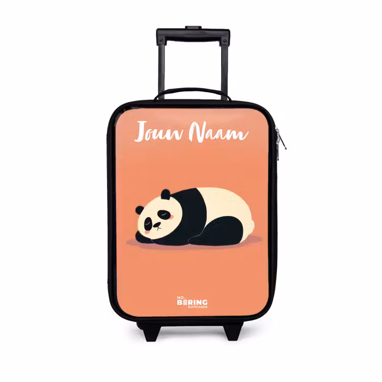 Panda - Slapen - Oranje Kinderkoffer - Zwart klein -3d
