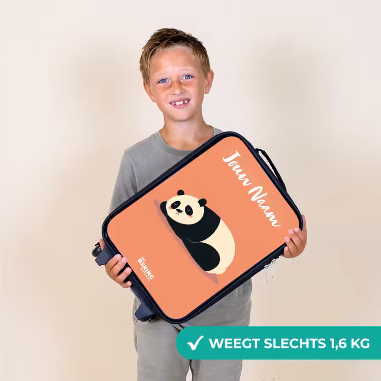 Panda - Slapen - Oranje Kinderkoffer - Zwart klein -sfeer4_NL