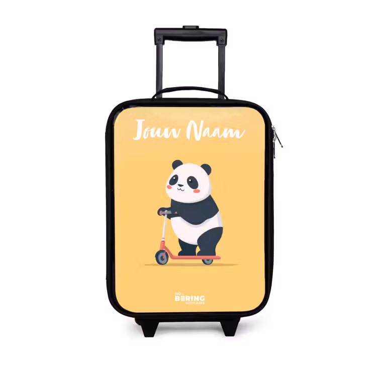 Panda - Step - Geel Kinderkoffer - Zwart klein -3d
