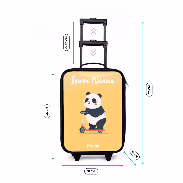 Panda - Step - Geel Kinderkoffer - Zwart klein -productfoto_formaten