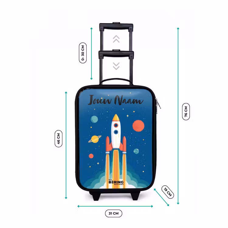 Raket - Planeet - Sterren - Veelkleurig Kinderkoffer - Zwart klein -productfoto_formaten