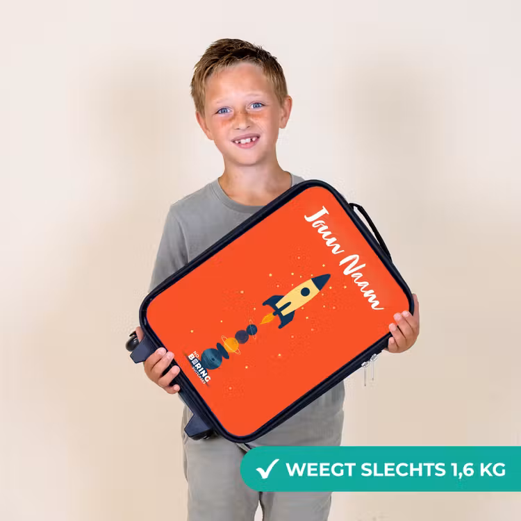 Raket - Sterren - Planeten Kinderkoffer - Zwart klein -sfeer4_NL