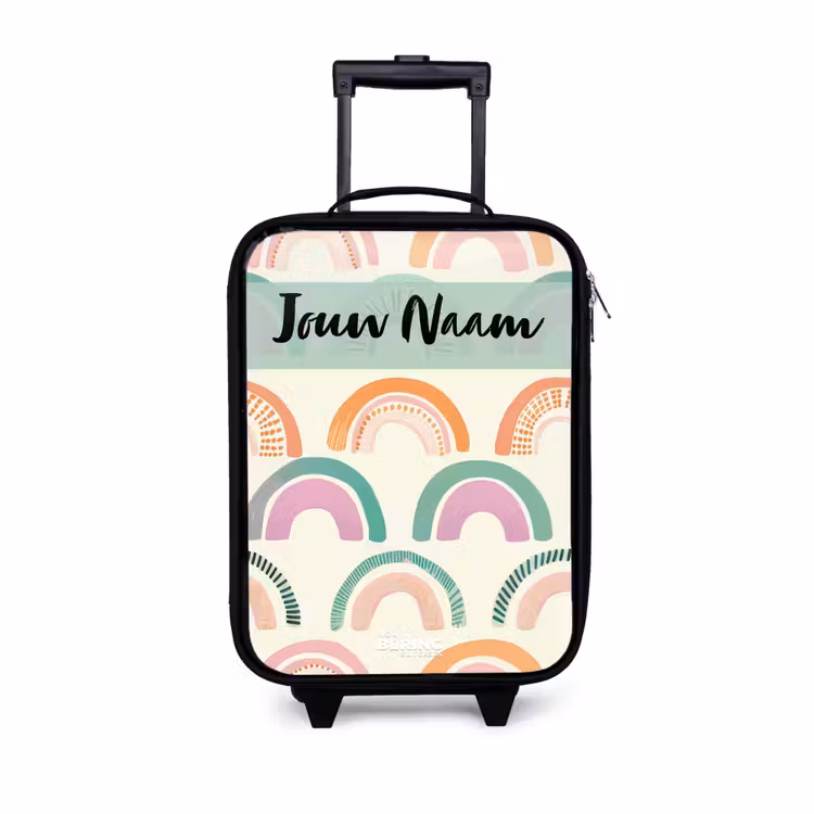 Regenboog - Pastel - Patroon Kinderkoffer - Zwart klein -3d