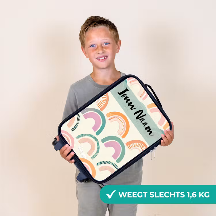 Regenboog - Pastel - Patroon Kinderkoffer - Zwart klein -sfeer4_NL