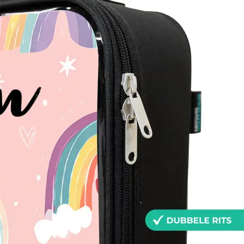 Regenboog - Patroon - Pastel Kinderkoffer - Zwart klein -rits_NL