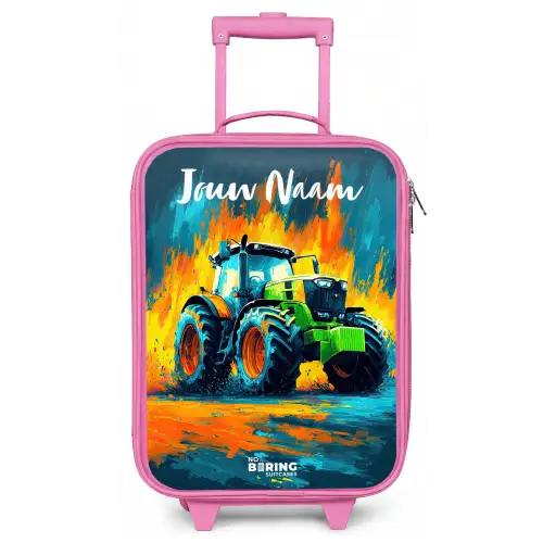 Abstract - Tractor - Groen Kinderkoffer - Roze klein -zz3dotto