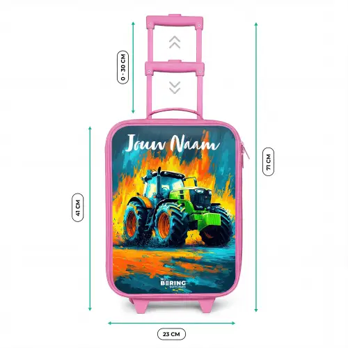 Abstract - Tractor - Groen Kinderkoffer - Roze klein -productfoto_formaten