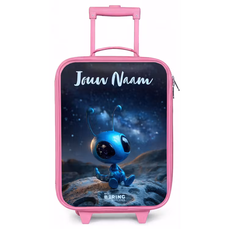 Blauw buitenaards wezentje onder sterrenhemel Kinderkoffer - Roze klein -zz3dotto
