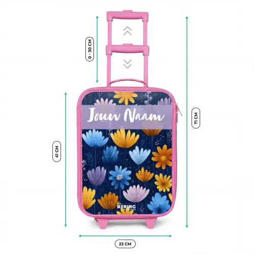 Bloemen - Patroon - Blauw Kinderkoffer - Roze klein -productfoto_formaten