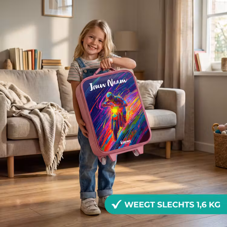 Crossmotor - Neonkleuren - Lijnen - Helm Kinderkoffer - Roze klein -sfeer2_NL